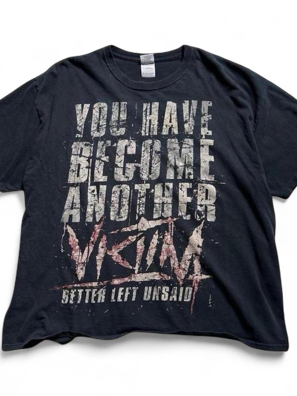 Better Left Unsaid Black Graphic Tee 'You Have Become Another Victim' Print XL